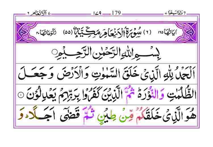 Surah Al Anam Page 1